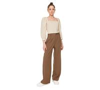 Trendyol Brown Spacious Trousers Calzoncillos, 38 De Las Mujeres