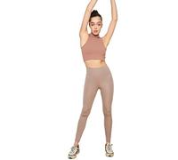 Trendyol Camel Knitted Sports Tights Pantalones de Yoga, M De Las Mujeres
