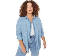 Trendyol Camisa básica Ajustada con Cuello Polo para Mujer, Talla Grande, Color Azul, 44, Azul, 44