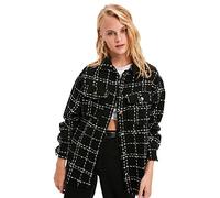 Trendyol Camisa de Chaqueta a Cuadros con Detalles móviles Negros, 38 para Mujer