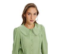 TRENDYOL Camisa de Manga Larga Recta para Mujer Camiseta, Verde Menta, 44