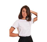 Trendyol Camiseta básica Bordada en el Lado Blanco, L para Mujer