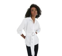Trendyol Camiseta básica de Corte Regular para Mujer, Blanco, 38