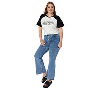 Trendyol Camiseta básica de Punto con Cuello Redondo para Mujer, Talla Grande, Crudo, XX-Large Más