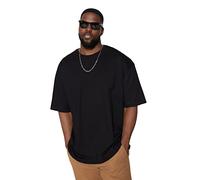 Trendyol Camiseta básica de Punto de Cuello Redondo de Gran tamaño para Hombre Camisa, Negro, 4XL