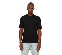 TRENDYOL Camiseta básica Negra para Hombre, 100% algodón, Ajuste Relajado, Cuello de Bicicleta, S