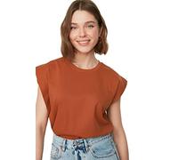 TRENDYOL Camiseta básica sin Mangas, Canela, XS para Mujer