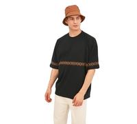 Trendyol Camiseta Bordada de Manga Corta para Hombre, Talla Grande, Cuello Redondo, Color Negro, S