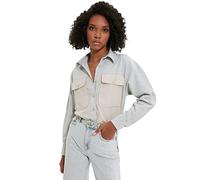 Trendyol Camiseta de Manga Corta para Mujer, Color Beige, Talla 42