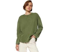 Trendyol Mujeres Recta Manga Larga Relajada Camisetas, Caqui, S