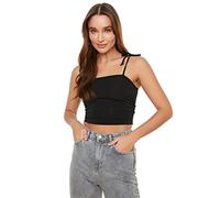 Trendyol Camisola Tejida con Cuello Redondo Ajustado Regular para Mujer Camisa, Negro, L