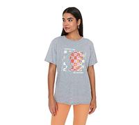 Trendyol Camiseta de Punto de Cuello Redondo estándar de Gran tamaño para Mujer Camisa, Gris, S