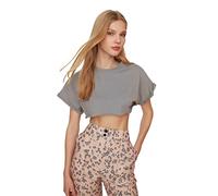 Trendyol Camiseta de Punto Gris Super Crop, S para Mujer
