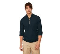Trendyol Camiseta para Hombre de Corte Ajustado, con botón extractado, Talla XL