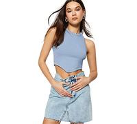 Trendyol Camisola Tejida de Cuello Redondo estándar Ajustada para Mujer Joven Camisa, Azul Claro, M