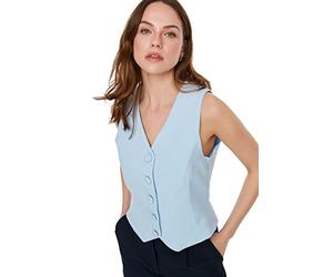 Trendyol Chaleco con Botones de Color Sweet Buttoned Vest, Clear Blue, Azul Claro, 40 para Mujer