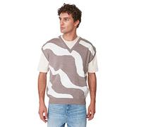 Trendyol Chaleco de suéter Ajustado con Cuello en V, Color visón, XL para Hombre