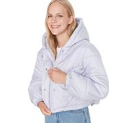 Trendyol Chaqueta de Invierno Oversize Lisa con Capucha Abrigo, Morado, S para Mujer
