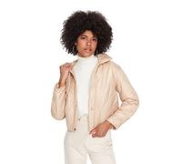 Trendyol Chaqueta de Invierno Regular con Cuello de Solapa Abrigo, Beige, L para Mujer
