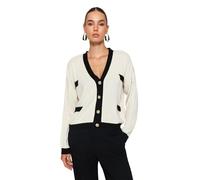 Trendyol Chaqueta de Punto Regular de Manga Larga Bloque de Color para Mujer Jersey de cárdigan, Gris, L