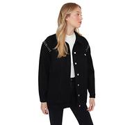 Trendyol Chaqueta Regular Lisa con Cuello de Solapa Abrigo, Negro, 50 para Mujer