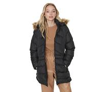 Trendyol Chaqueta Tejida con Capucha Acolchada de Ajuste Regular para Mujer Ropa de Abrigo, Negro, XL