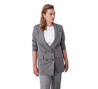 Trendyol Gris Chaqueta Tipo Blazer de Gran tamaño con botón, Color, 38 para Mujer