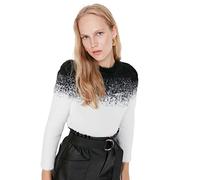 Trendyol Crew Neck Color Gradient Regular Sweater Sudadera, Negro, M para Mujer