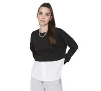 Trendyol Crew Neck Plain Regular Sweatshirt Sudadera, Black, L De Las Mujeres
