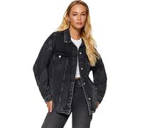 TRENDYOL Cuello de Solapa, Color sólido, Chaqueta de Gran tamaño Abrigo, Negro, XS para Mujer