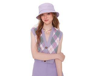 Trendyol Cuello en V, Chaleco de Punto Regular a Cuadros Suéter, Morado (, S para Mujer