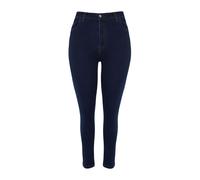 Trendyol Jeans Ajustados de Cintura Alta de Talla Grande, Azul Marino, 42 para Mujer