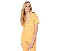 Trendyol Damen 2er-Pack Tupfen Kurzarm Lounge/Zuhause Regulär Pyjama-Set, Conjunto de Pijama De Las Mujeres, Peach,