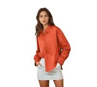 Trendyol Damen Gerade Lange Ärmel Plus Size Hemd, Camisa De Las Mujeres, Brick,