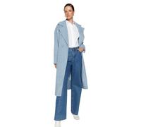 Trendyol Damen Gerade Lange Ärmel Plus Size Mantel Abrigo, Blue, 34 Große Größen De Las Mujeres