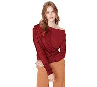 Trendyol Damen Gerade Lange Ärmel Regulär Bluse, Blusa De Las Mujeres, Red,