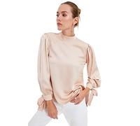 Trendyol Damen Gerade Lange Ärmel Regulär Die Bluse, Blusa De Las Mujeres, Stone,