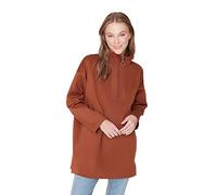 Trendyol Damen Gerade Lange Ärmel Regulär Hijab-Sweatshirt Sudadera, Brown, M De Las Mujeres