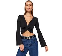 Trendyol Damen Gerade Lange Ärmel Schlank Die Bluse, Black, M De Las Mujeres