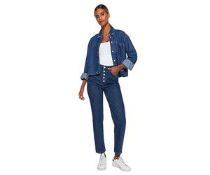 Trendyol Damen Gerade Mama Hohe Taille Jeans, Dark Blue, 34 De Las Mujeres