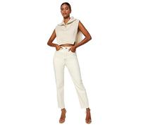 Trendyol Damen Gerade Mama Hohe Taille Jeans, Jeans De Las Mujeres, Ecru,