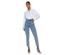 Trendyol Damen Gerade Mama Hohe Taille Jeans, Jeans De Las Mujeres, Indigo,