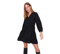 Trendyol Damen Gerade Mini Lange Ärmel Lässig/Lässig Entspannt Kleid, Vestido De Las Mujeres, Black,