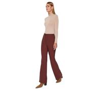 Trendyol Damen Gerade Weites Bein Hohe Taille Hose Calzoncillos, Dark Brown, 44 De Las Mujeres