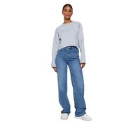 Trendyol Damen Gerade Weites Bein Hohe Taille Jeans, Blue, 38 De Las Mujeres