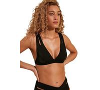 Trendyol Escote Triangular detallado en la Parte Superior del Bikini Top, Negro, 36 para Mujer