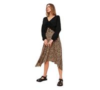 Trendyol Falda asimétrica de Punto para Mujer con Estampado de Leopardo, Talla S
