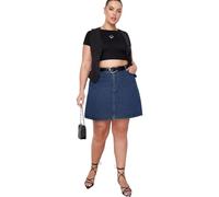 Trendyol Women Mini A-Line Skater Denim Plus Size Skirt Falda, Azul, XL para Mujer