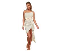 Trendyol Falda Tejida con Dobladillo con Volantes para Mujer, Beige, 62