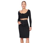 Trendyol Falda Vaquera Black Midi para Mujer., Negro, 38